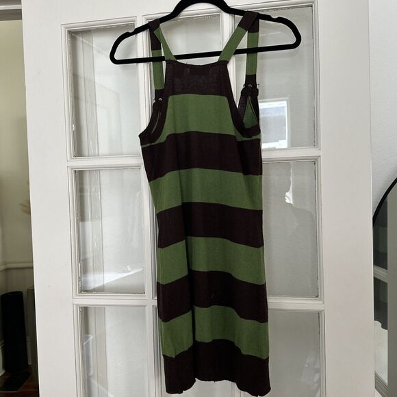 Y2K Green Brown Striped Sweater Dress Women's M - Picture 5 of 5